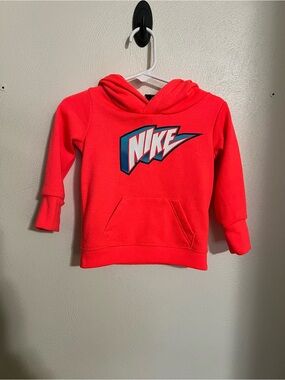NIKE Fleece Casual Cute Logo Graphic Hoodie Orange Blue White Baby Size 9mo.